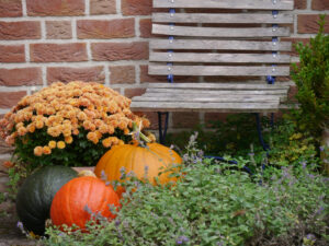 Herbstdekoration im Eingangsbereich Garten Pristin