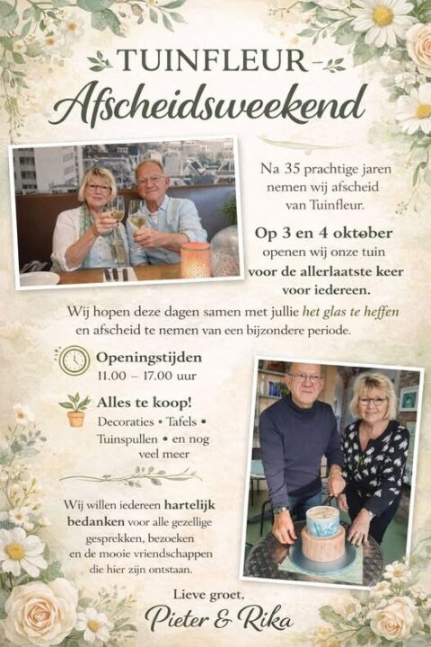 Abschiedsankündigung von Tuinfleur