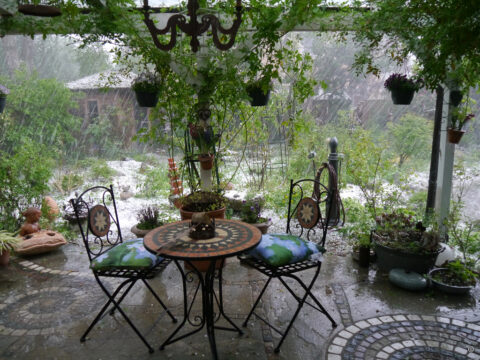 Terrasse und Garten am 6. Mai 2026