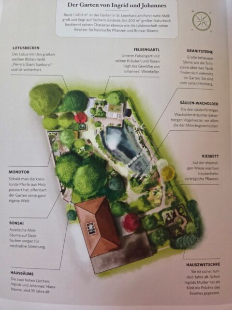 Plan des Gartens von Ingrid und Johannes Kralovec.