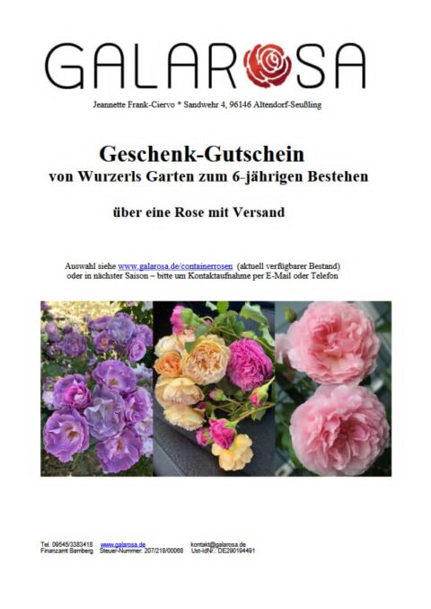 Gutschein von GALAROSA, gespendet von Wurzerlsgarten